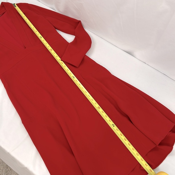 Stella McCartney Deep V Neck Long Sleeve Midi Dress in Red Romance size 44/US 12 - Picture 14 of 16